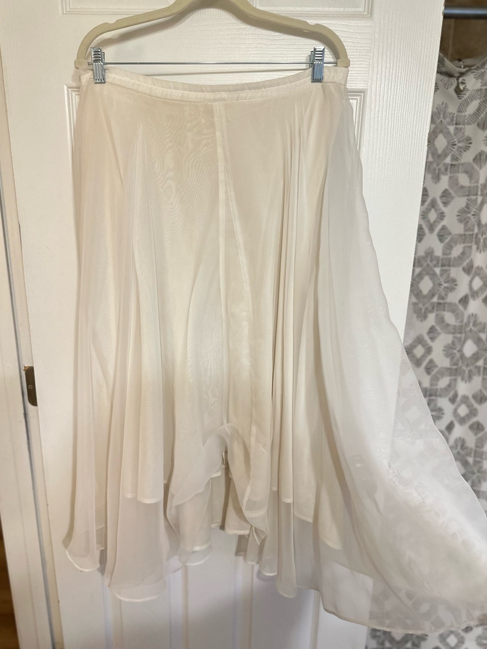 VTG LeNovia Ivory Chiffon Layered Midi Skirt XL Ethereal Fairy Sheer Coquette